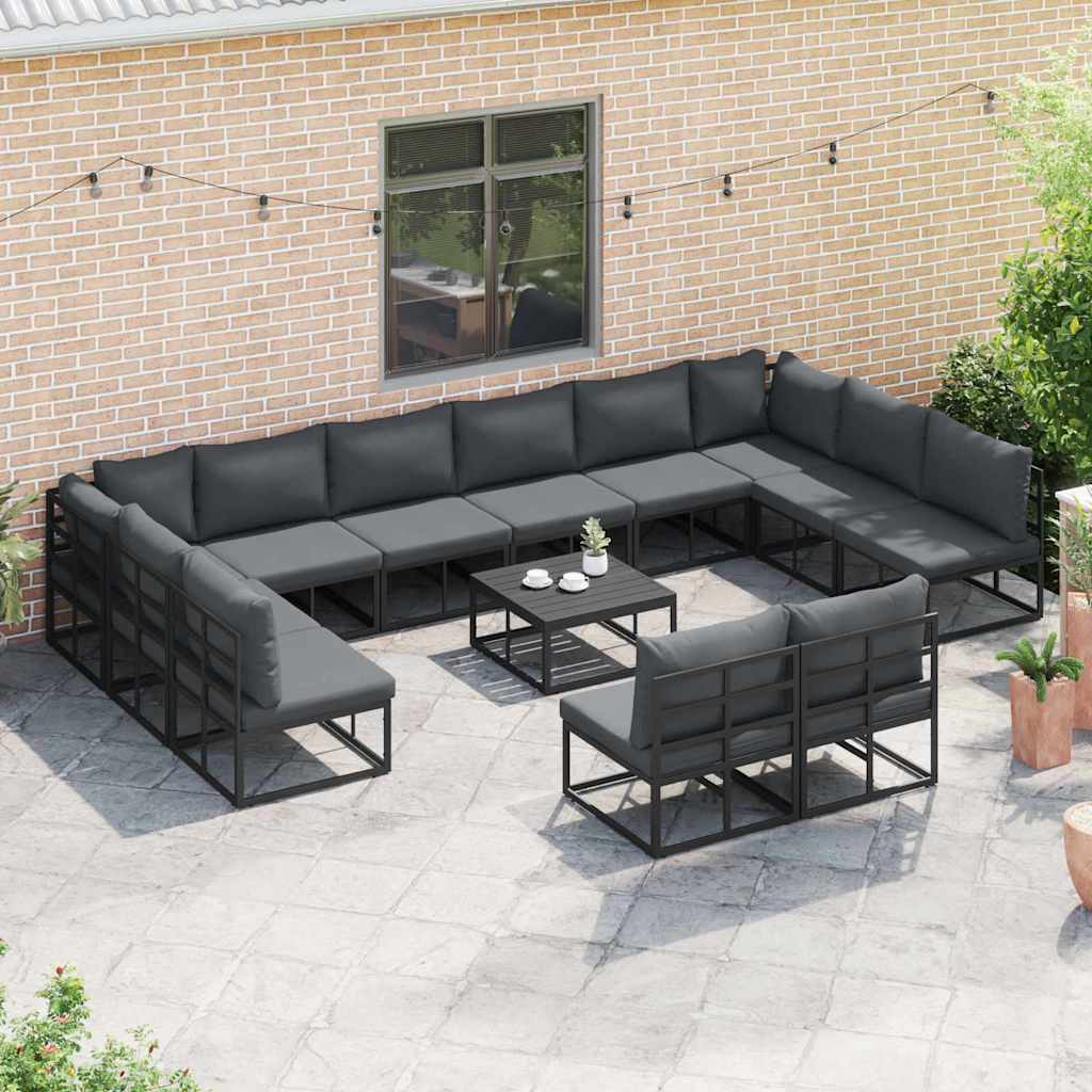 vidaXL Garden Sofa Set with cushions 12 pcs Black Aluminium