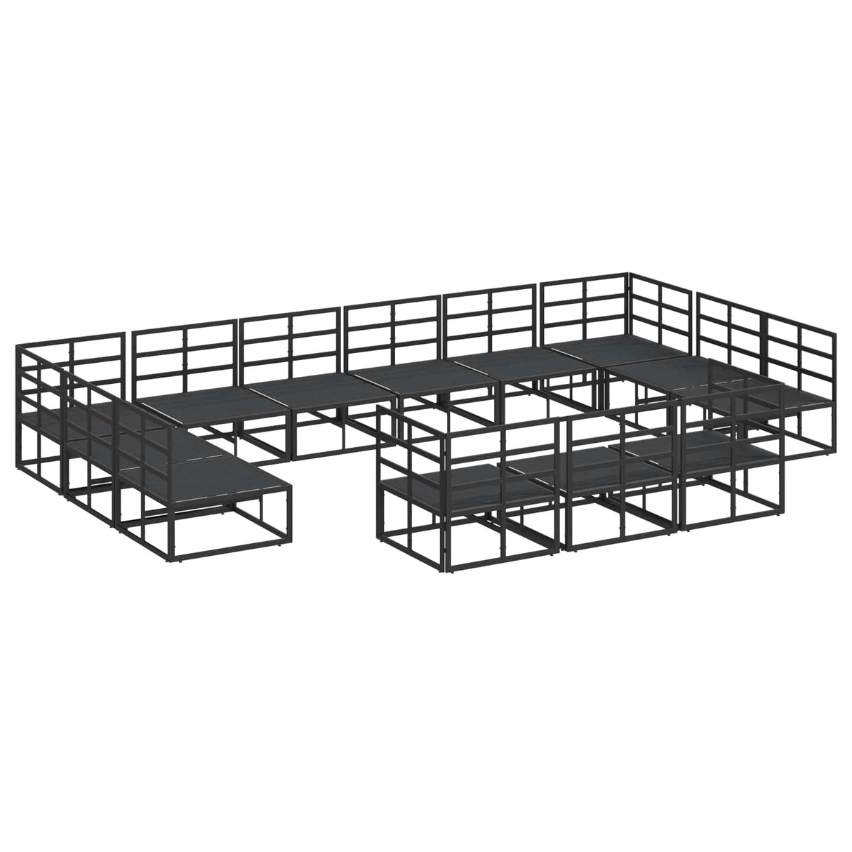 vidaXL Tuinbank Set met kussen 13 pcs Zwart Aluminium