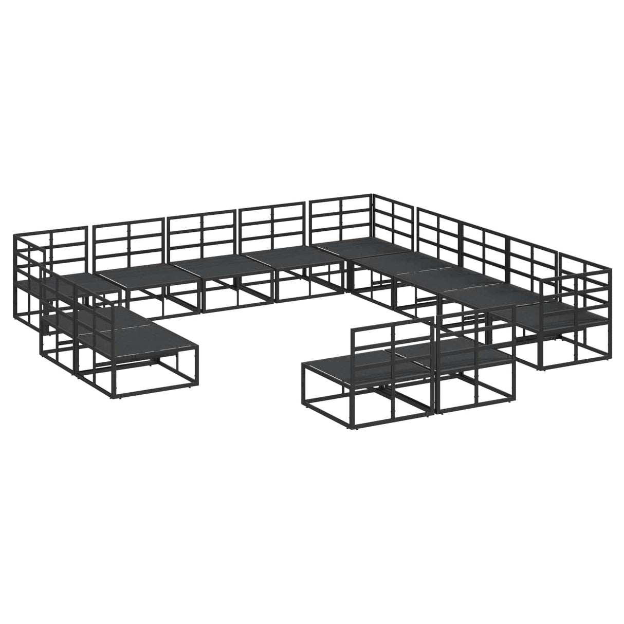 vidaXL Tuinbank Set met kussen 13 pcs Zwart Aluminium