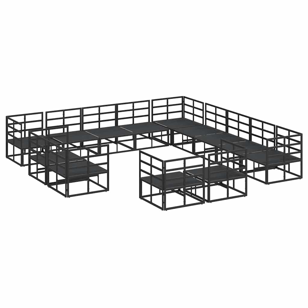 vidaXL Garden Lounge Set with cushions 13 pcs Black Aluminium