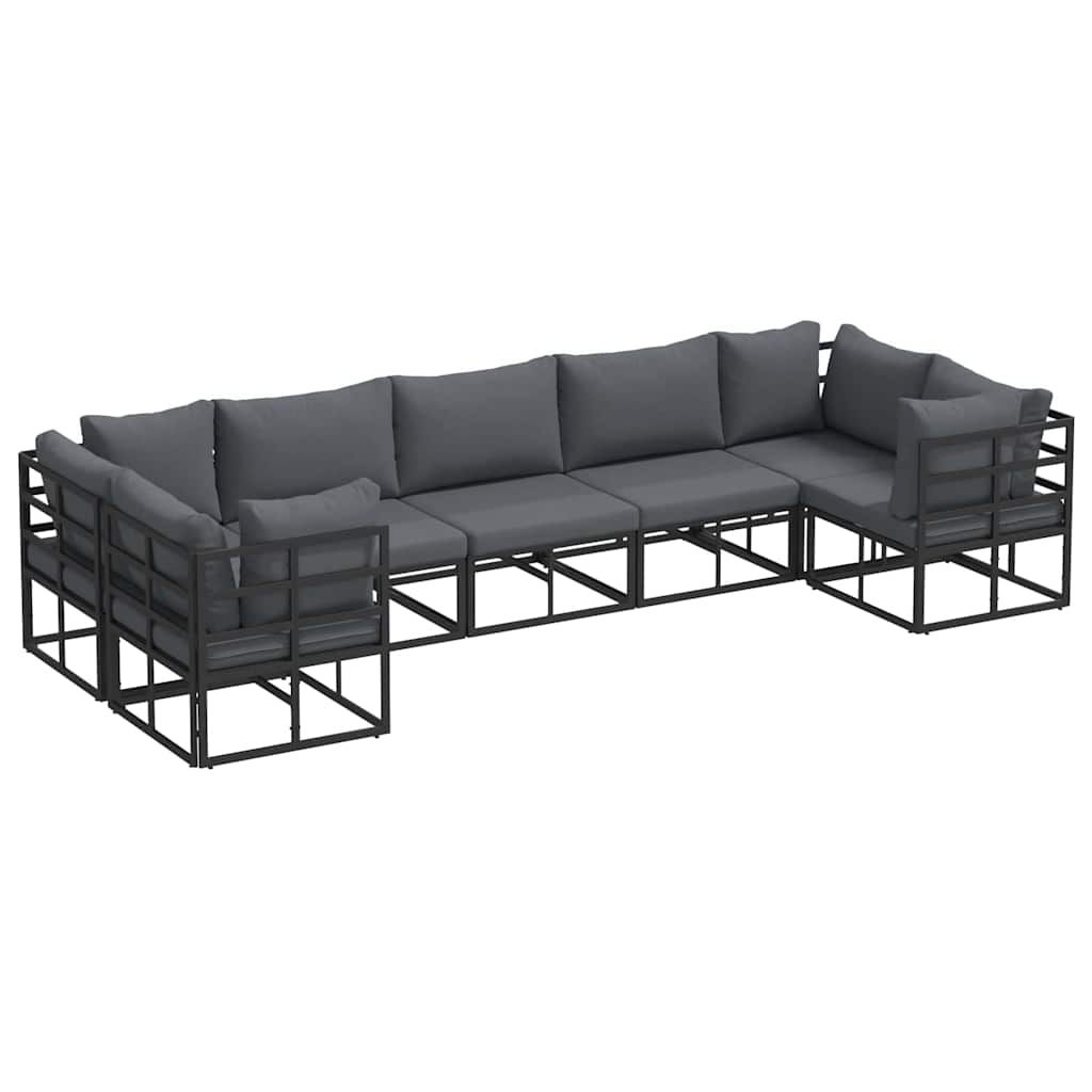 vidaXL Tuinbank Set met kussen 7 pcs Zwart Aluminium