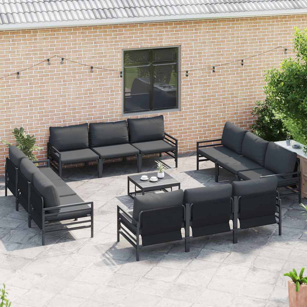 vidaXL Tuinbank Set met kussen 12 pcs Zwart Staal