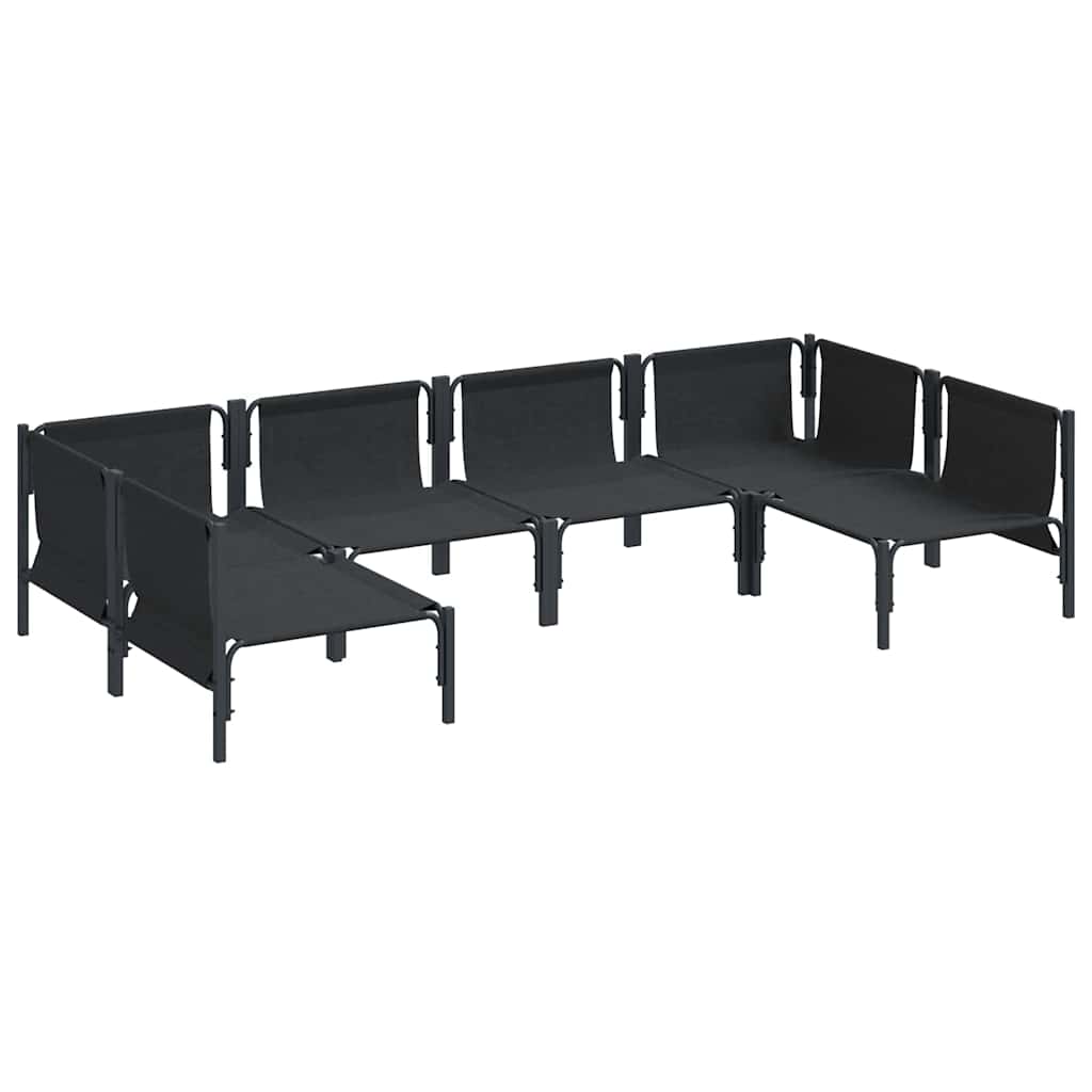 vidaXL Tuinbank Set met kussen 6 pcs Zwart Staal