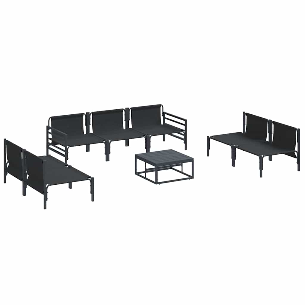 vidaXL Tuinbank Set met kussen 8 pcs Zwart Staal