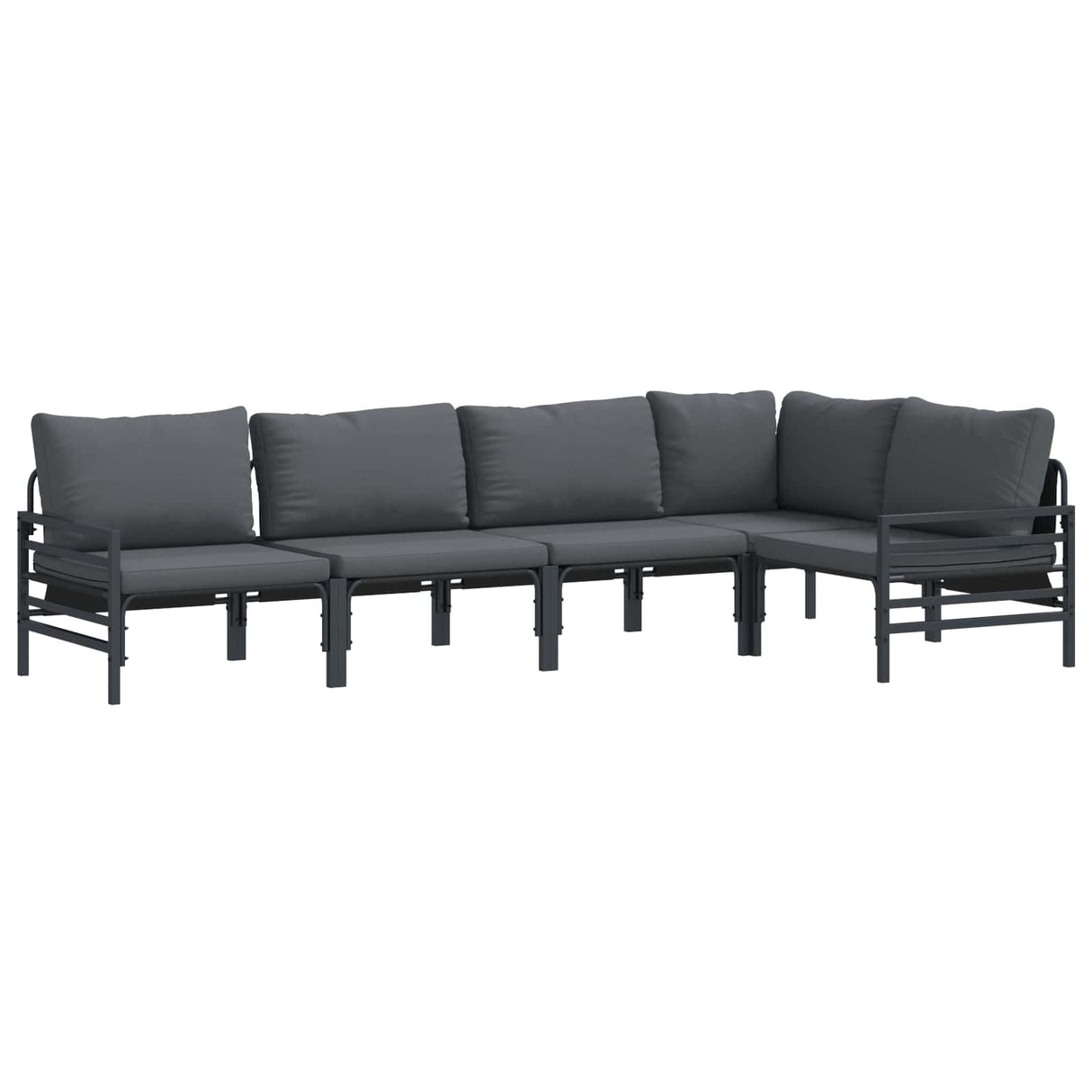 vidaXL Garden Bench Set with Cushion 5 pcs Black Steel