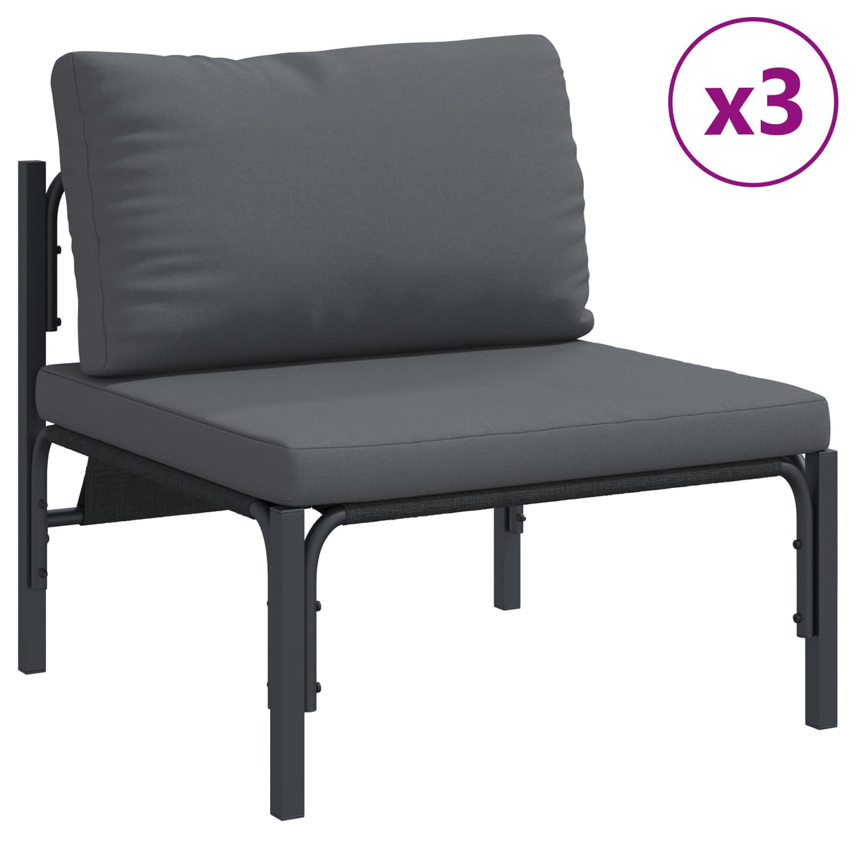 vidaXL Tuinbank Set met kussen 6 pcs Zwart Staal