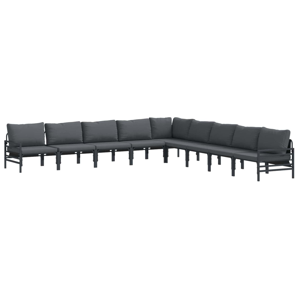 vidaXL Tuinbank Set met kussen 9 pcs Zwart Staal