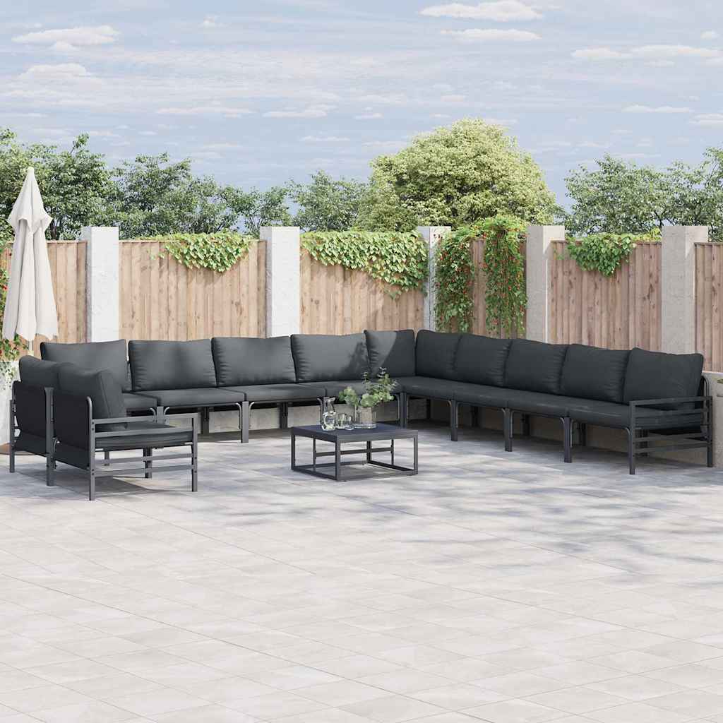 vidaXL Garden Bench Set with Cushion Anthracite Steel