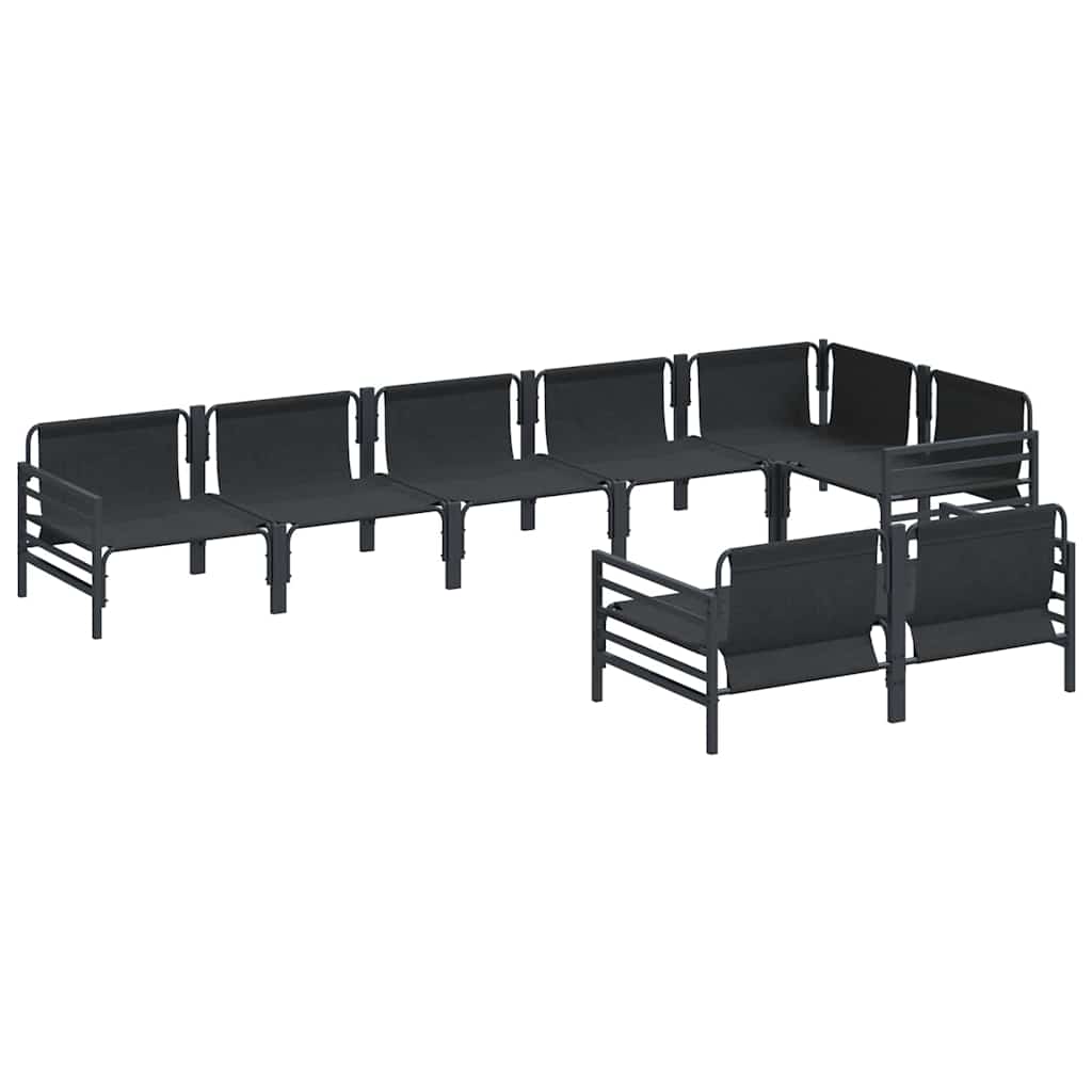 vidaXL Tuinbank Set met kussen 8 pcs Zwart Staal