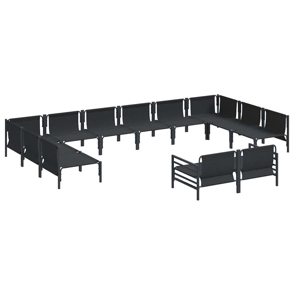 vidaXL Tuinbank Set met kussen 12 pcs Zwart Staal
