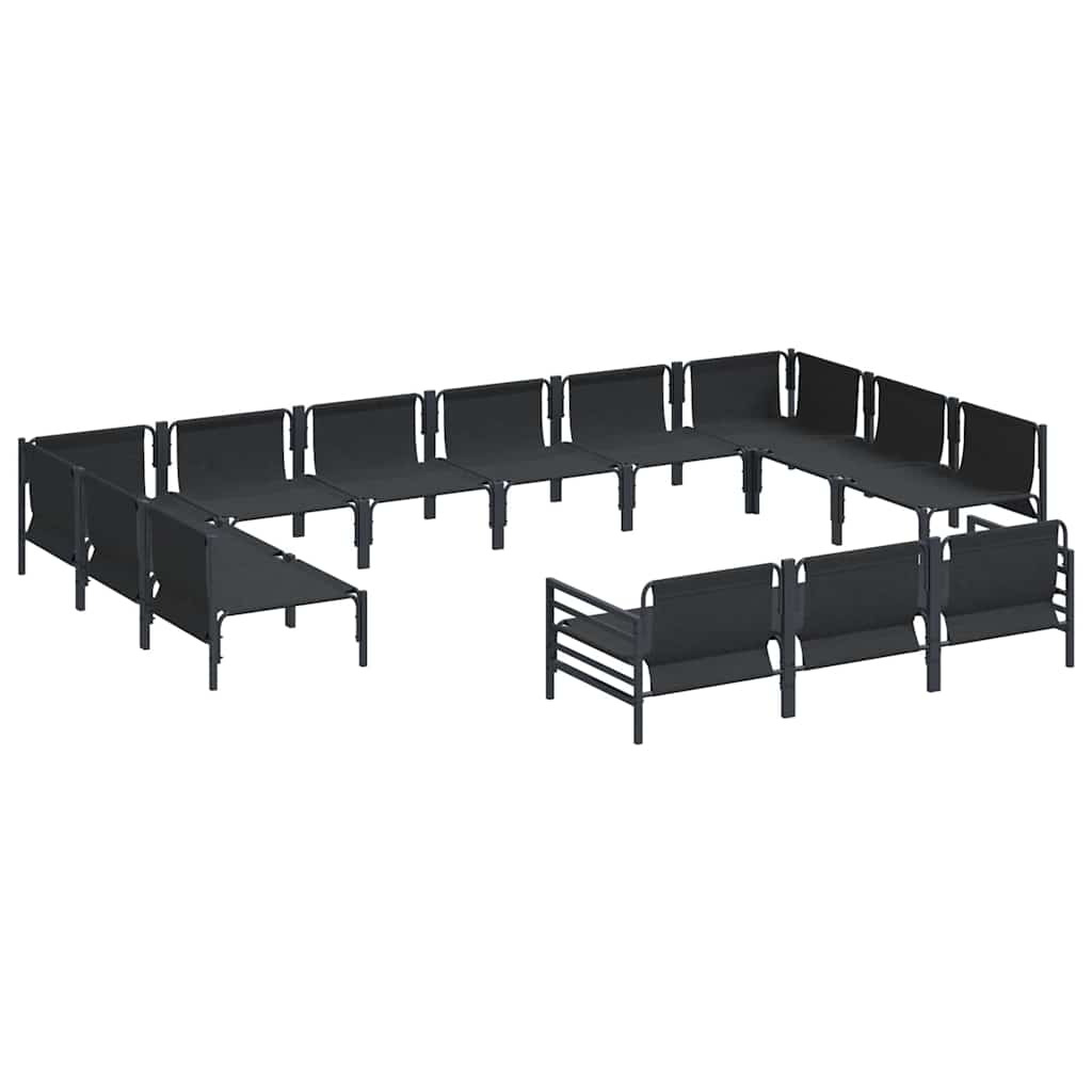 vidaXL Tuinbank Set met kussen 13 pcs Zwart Staal