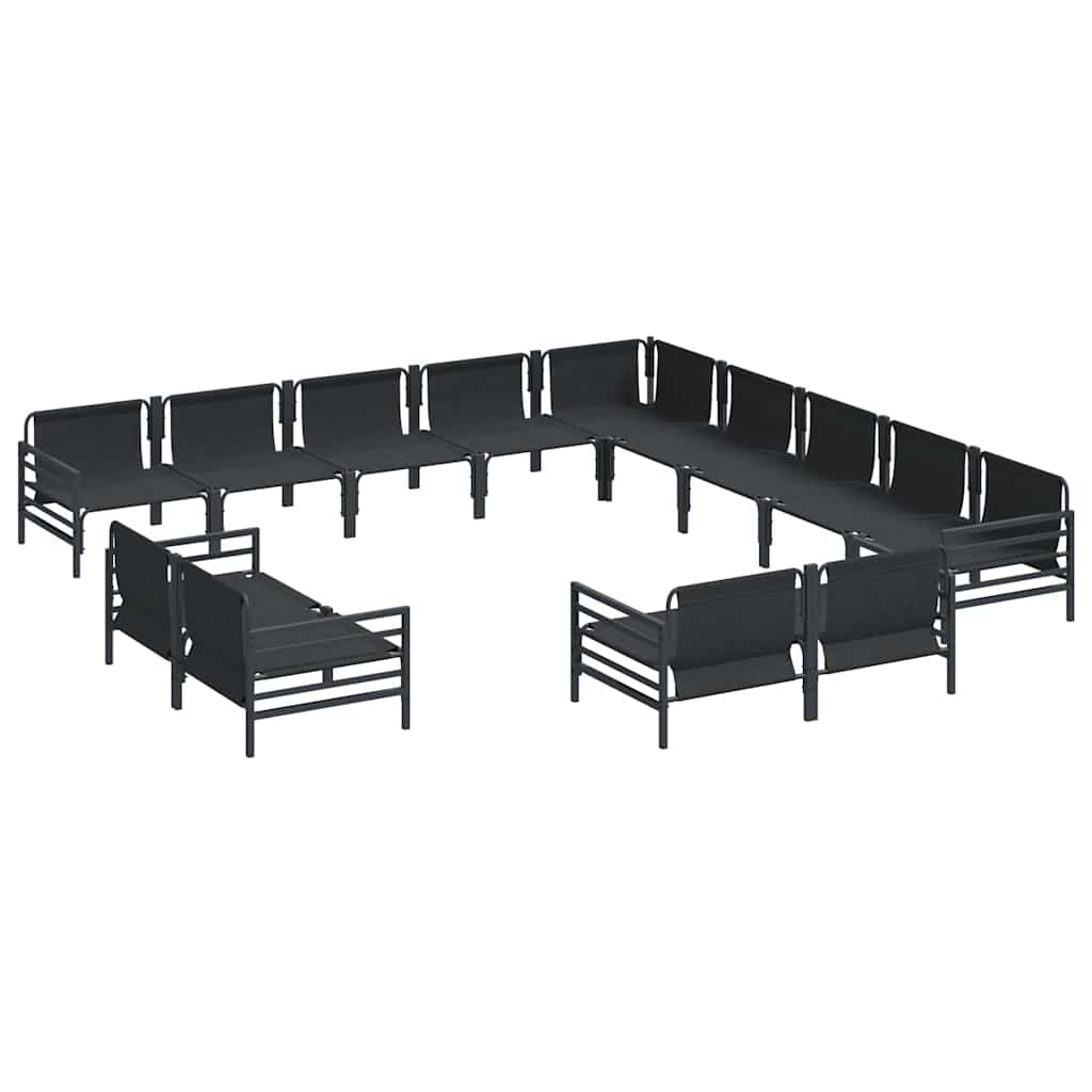 vidaXL Tuinbank Set met kussen 13 pcs Zwart Staal