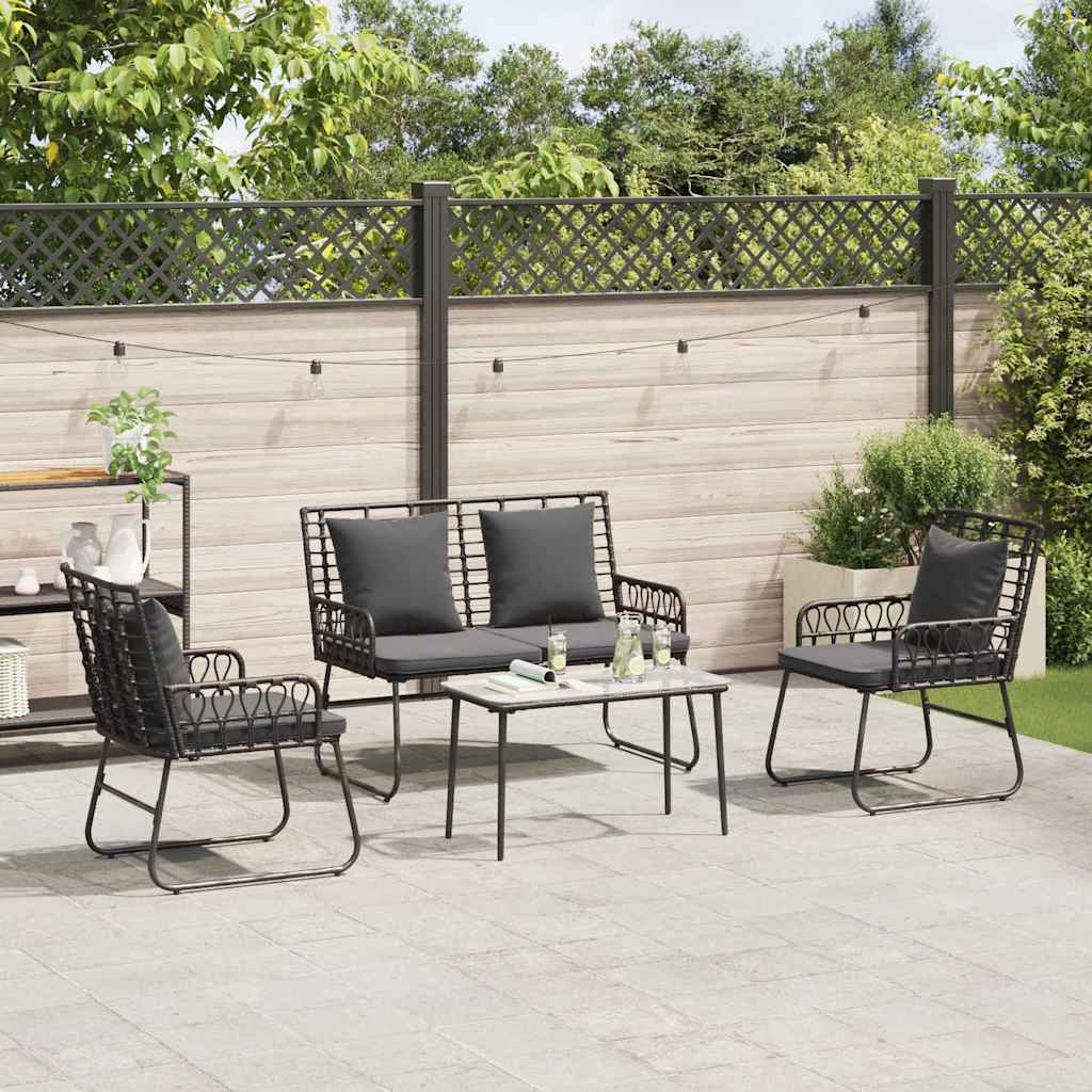 vidaXL Tuinfmeubels Set 4 pcs Zwart en Anthraciet poly rattan