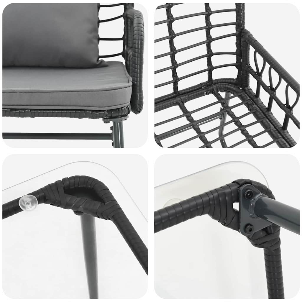 vidaXL Tuinfmeubels Set 4 pcs Zwart en Anthraciet poly rattan