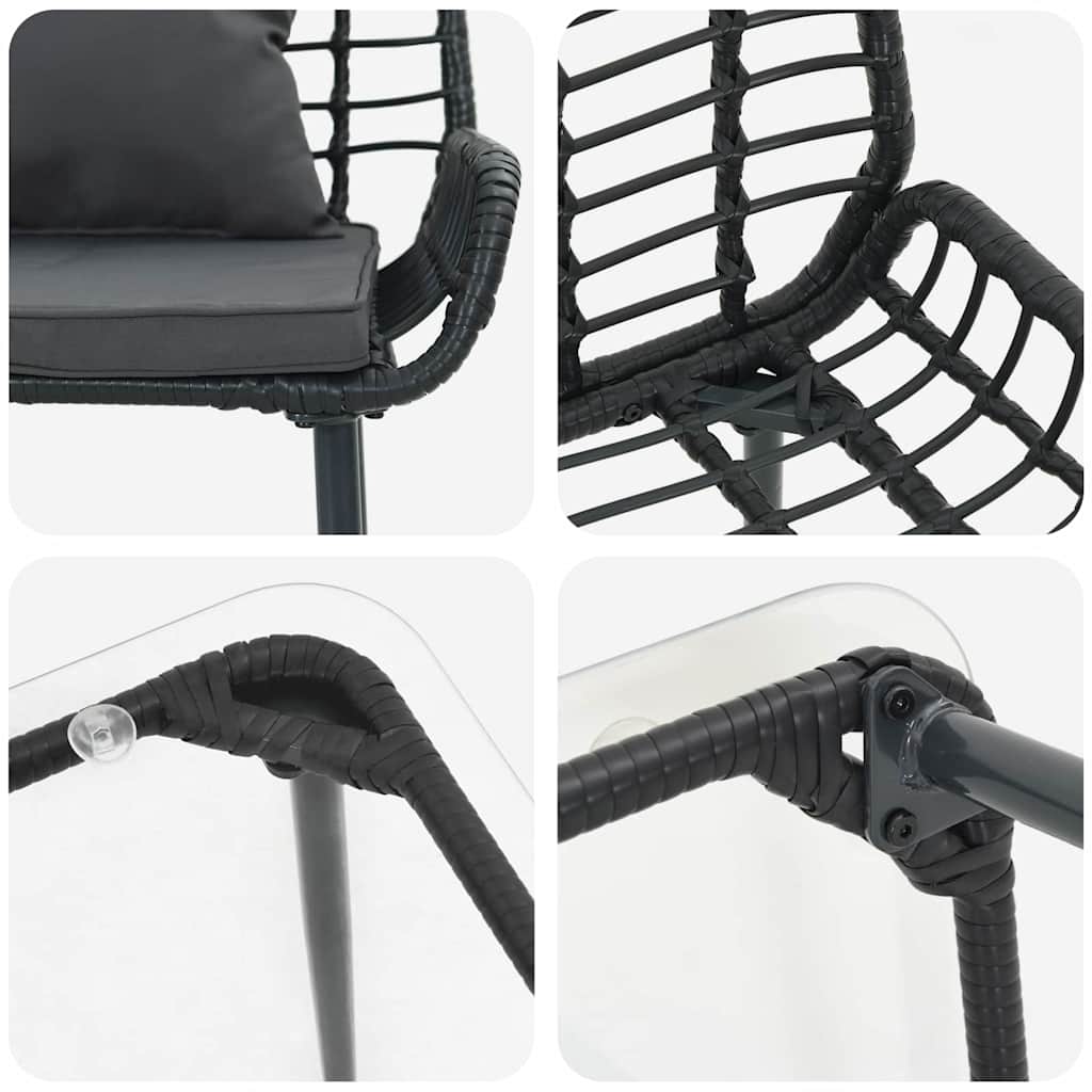 vidaXL Tuinfmeubels Set met kussen 4 pcs Zwart en Crème poly rattan
