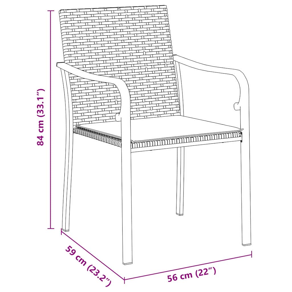 vidaXL Tuin Eettafel Set 3 pcs Bruin en Zwart PE Riet