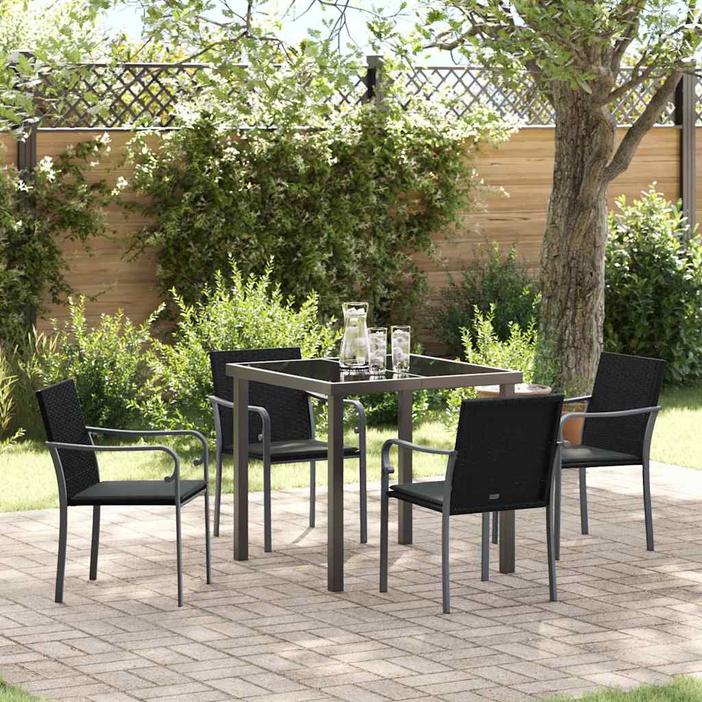 vidaXL Tuin Eettafel Set 3 pcs Bruin en Zwart PE Riet