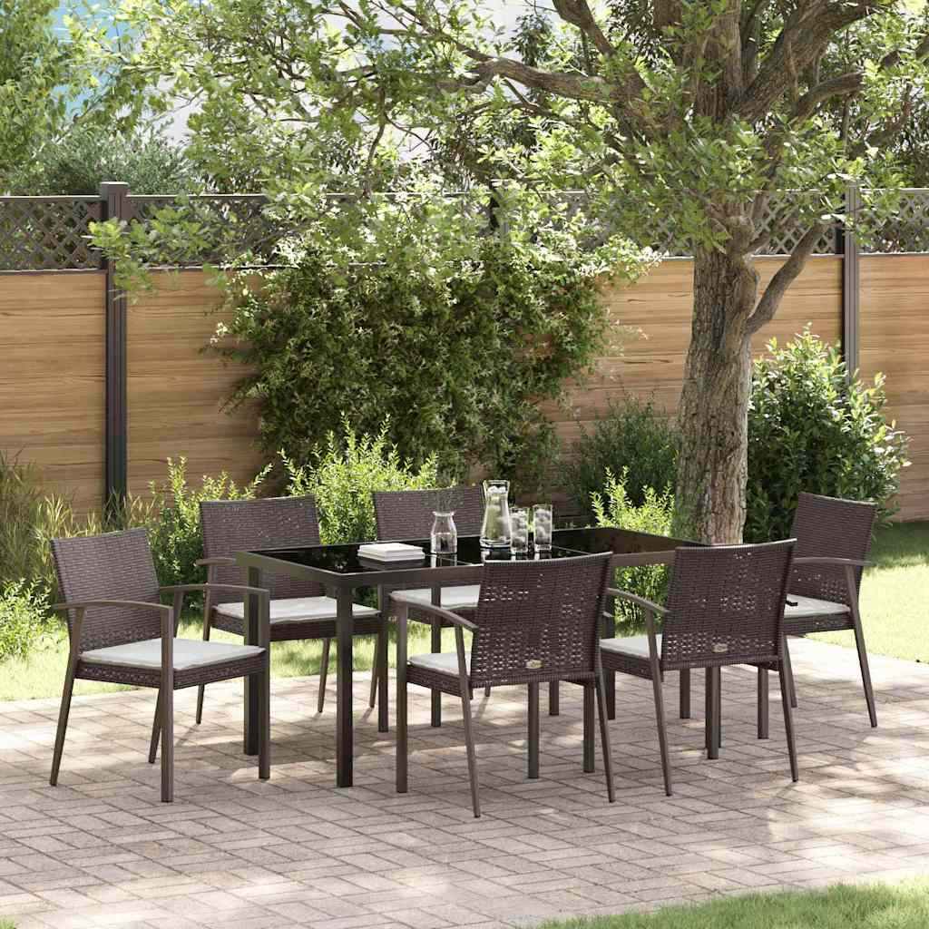 vidaXL Tuin Eettafel Set 3 pcs Bruin en Zwart PE Riet