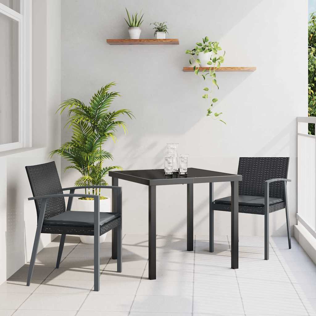 vidaXL Tuin Eettafel Set 3 pcs Bruin en Zwart PE Riet