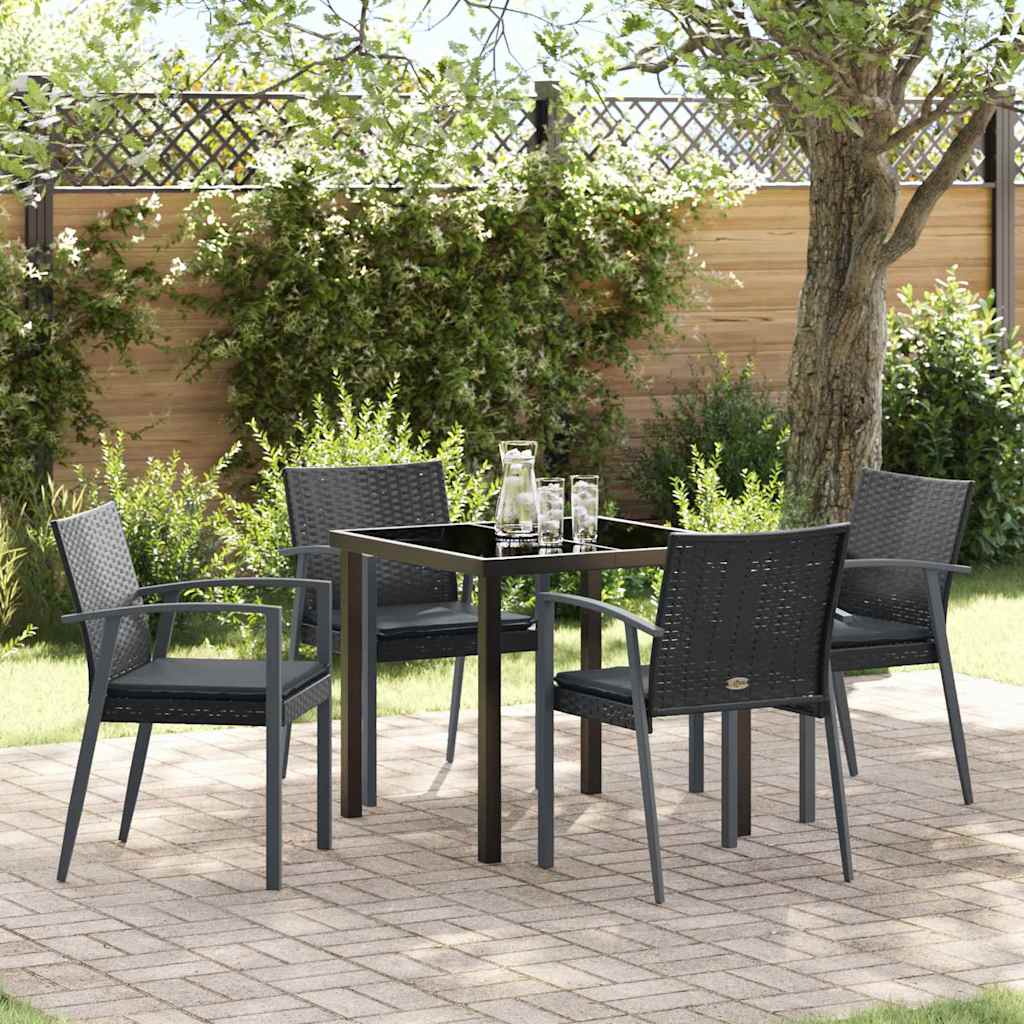 vidaXL Tuin Eettafel Set 3 pcs Bruin en Zwart PE Riet