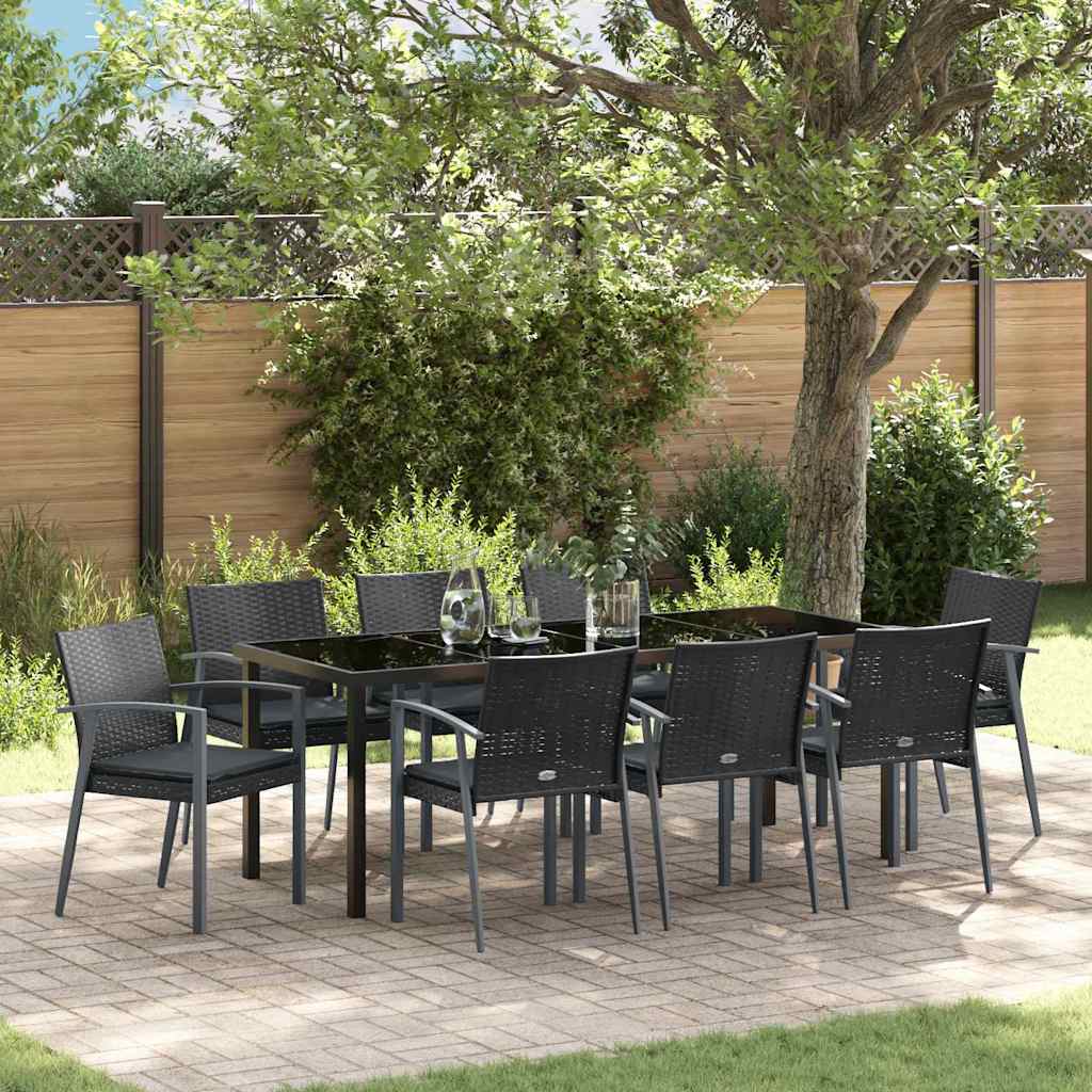 vidaXL Tuin Eettafel Set 3 pcs Bruin en Zwart PE Riet