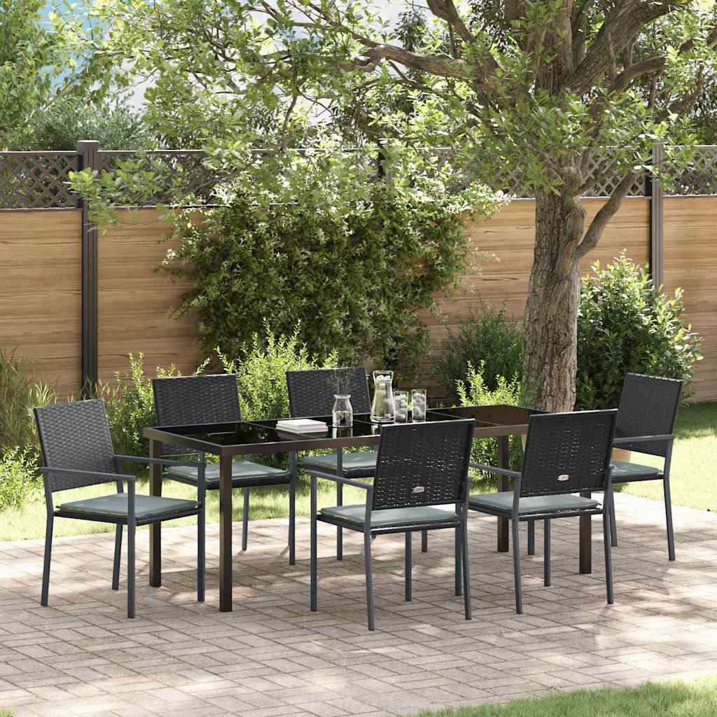 vidaXL Tuin Eettafel Set 3 pcs Zwart en Lichtgrijs PE Riet
