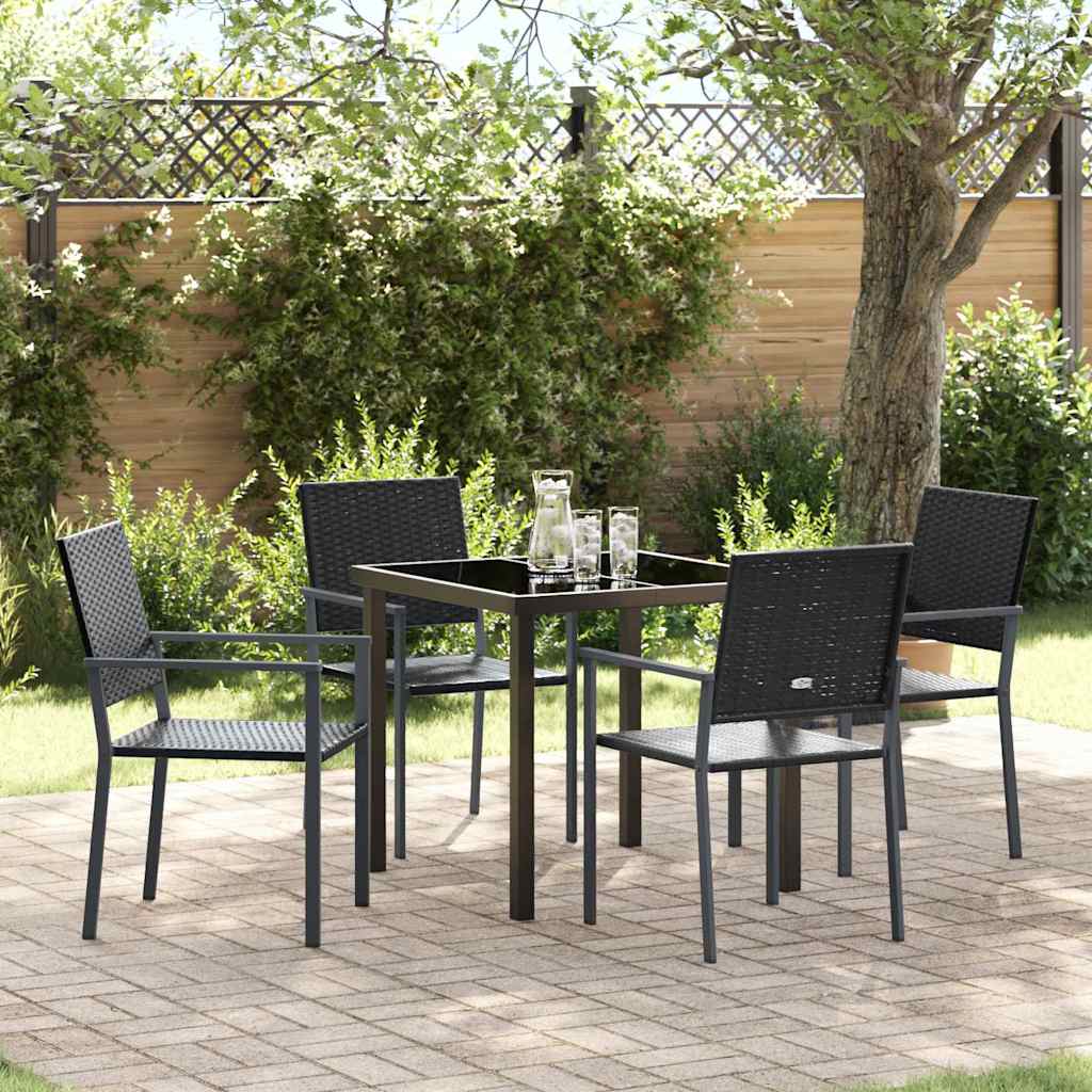 vidaXL Tuin Eettafel Set 3 pcs Zwart en Lichtgrijs PE Riet