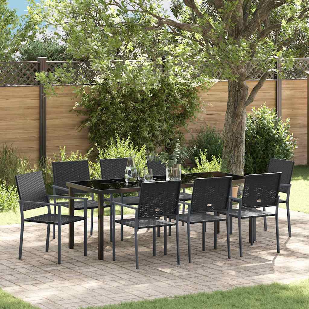 vidaXL Tuin Eettafel Set 3 pcs Zwart en Lichtgrijs PE Riet