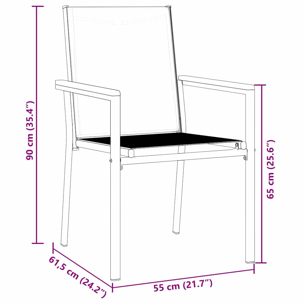 vidaXL Tuin Eettafel Set 3 pcs Zwart Poedergecoat staal