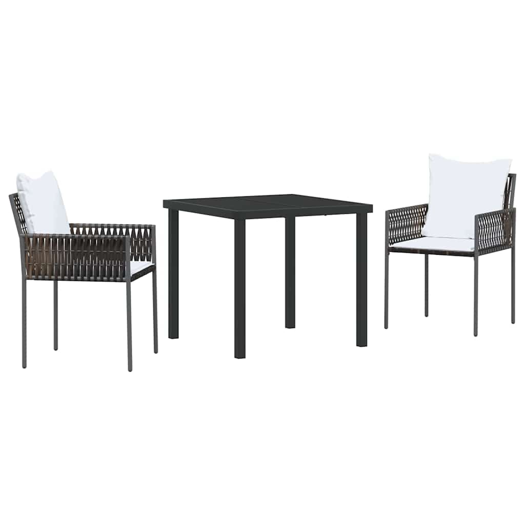 vidaXL Tuin Eettafel Set 3 pcs Bruin en Zwart PE Riet