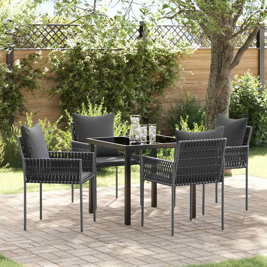 vidaXL Tuin Eettafel Set 3 pcs Bruin en Zwart PE Riet