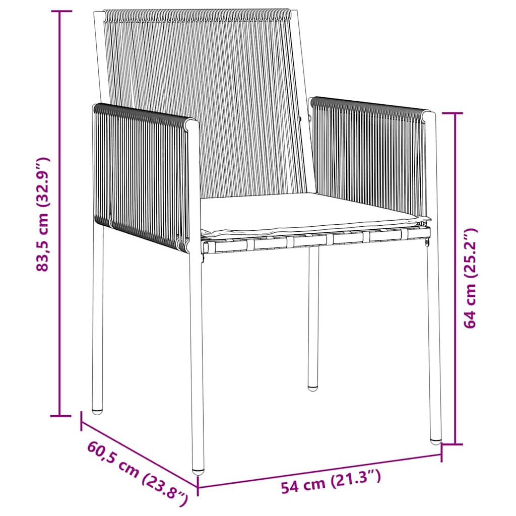 vidaXL Tuin Eettafel Set 3 pcs Zwart PE Riet