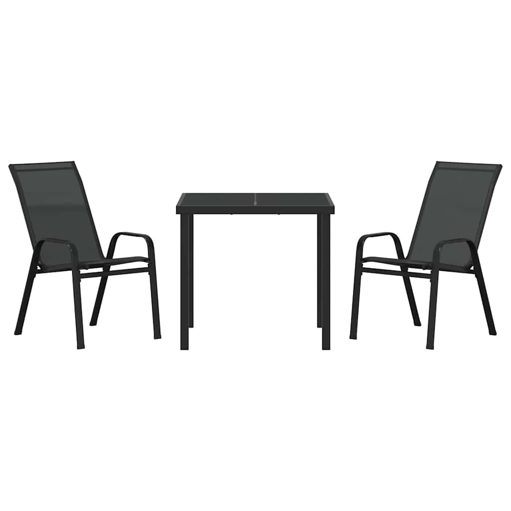 vidaXL Garden Dining Table Set 5 pcs Black Powder-Coated Steel