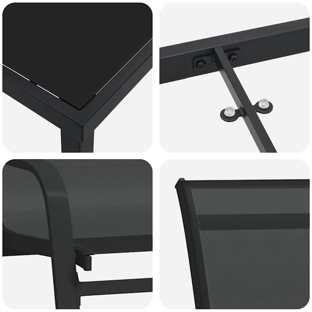 vidaXL Garden Dining Table Set 5 pcs Black Powder-Coated Steel