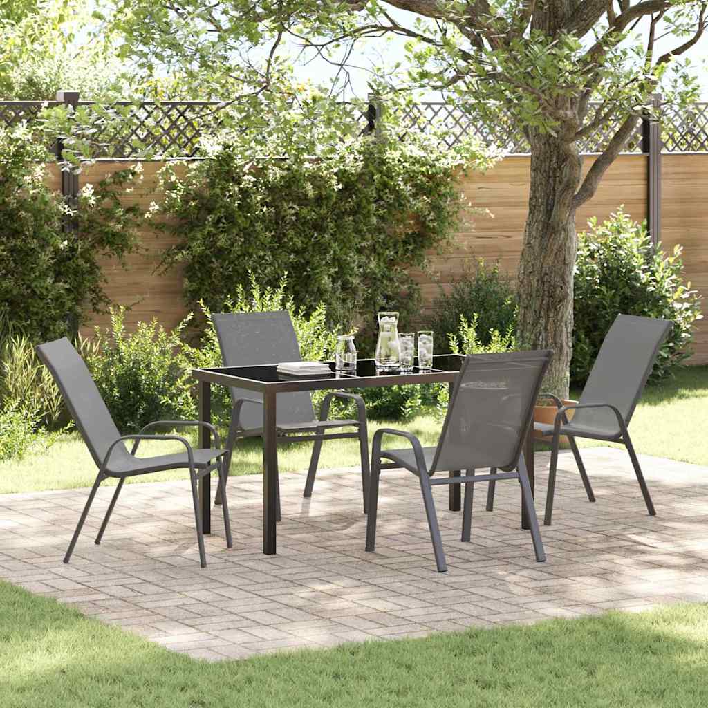 vidaXL Garden Dining Table Set 5 pcs Black Powder-Coated Steel