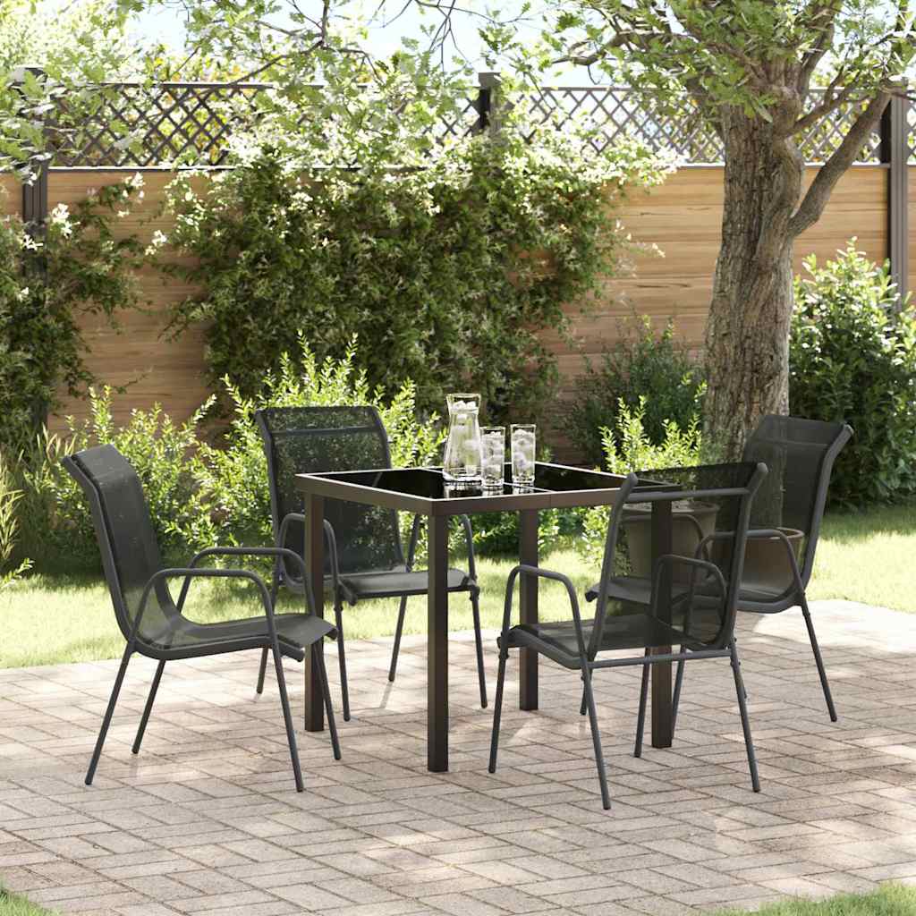 vidaXL Tuin Eettafel Set 3 pcs Zwart Gepoedercoat staal