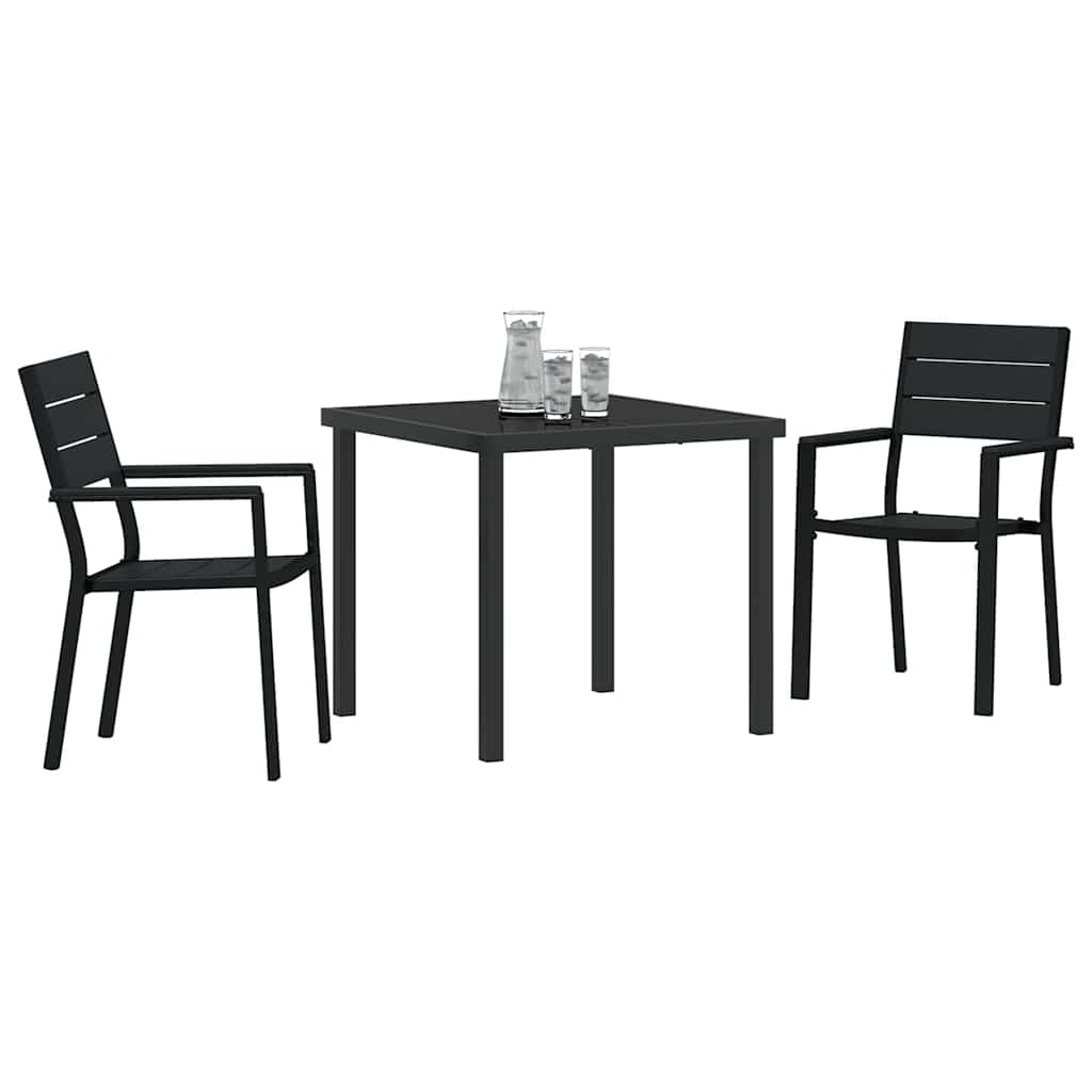 vidaXL Tuin Eettafel Set 3 pcs Zwart Gepoedercoat staal