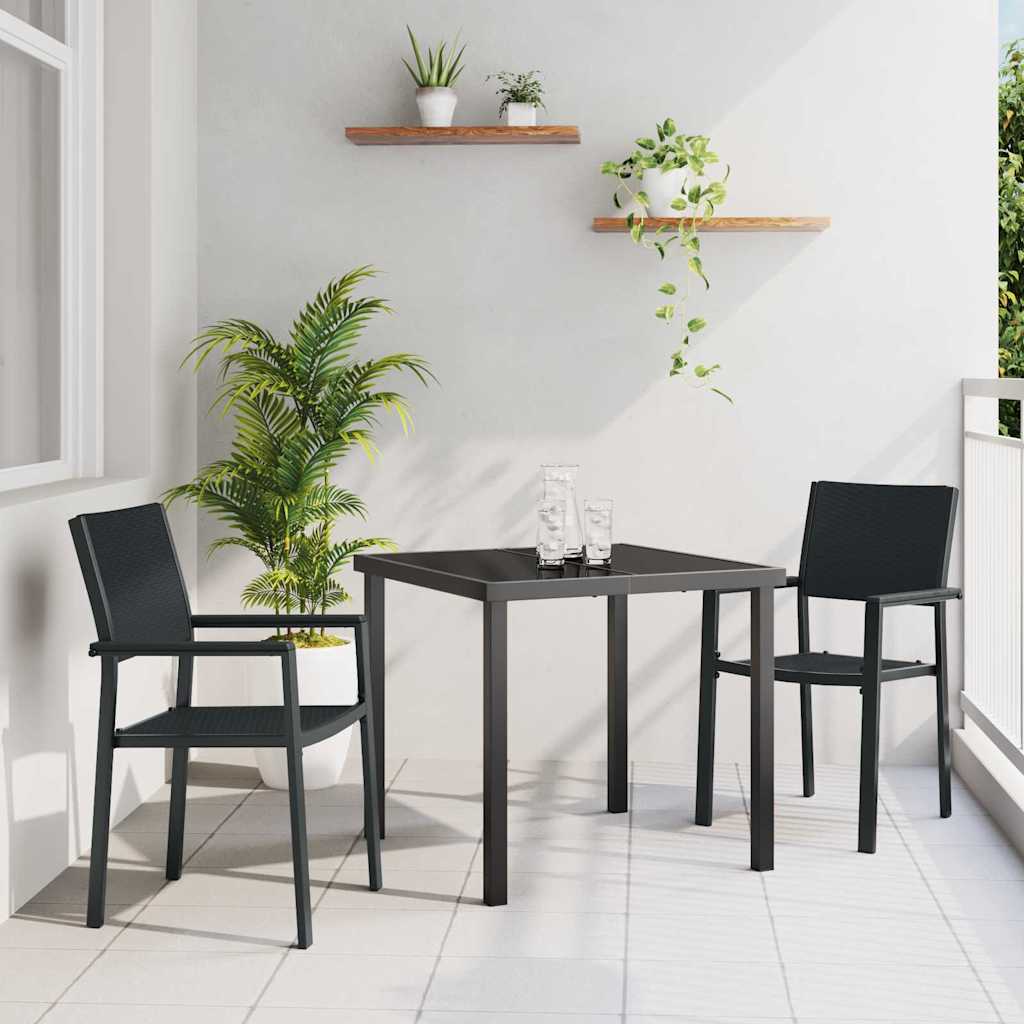 vidaXL Tuin Eettafel Set 3 pcs Zwart Gepoedercoat staal