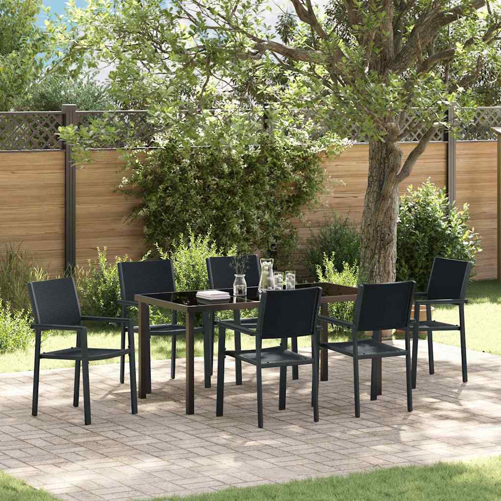vidaXL Tuin Eettafel Set 3 pcs Zwart Gepoedercoat staal