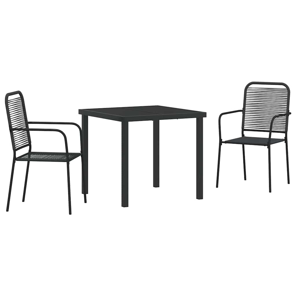 vidaXL Tuin Eettafel Set 3 pcs Zwart Gepoedercoat staal