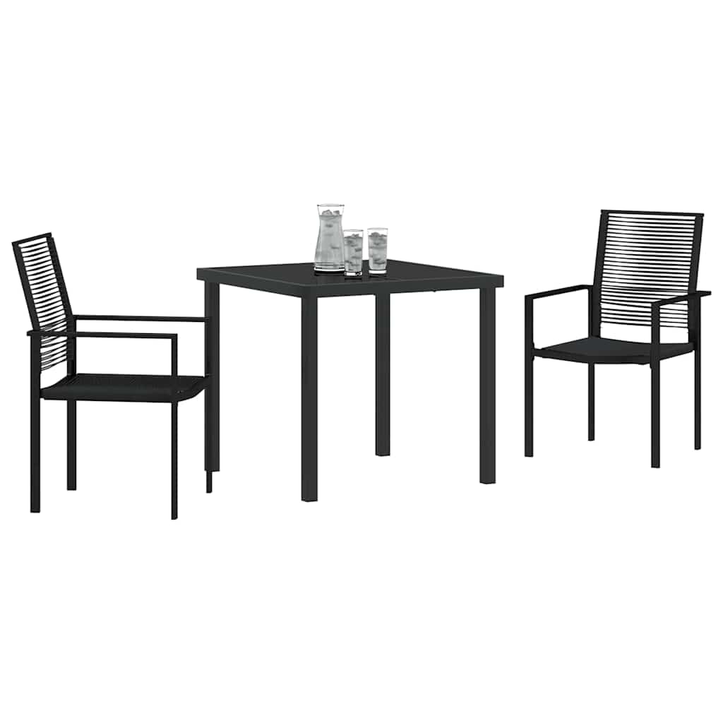 vidaXL Tuin Eettafel Set 3 pcs Zwart Gepoedercoat staal