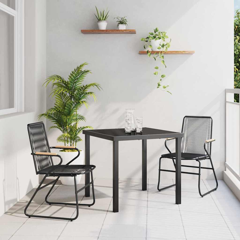 vidaXL Tuin Eettafel Set 3 pcs Zwart Gepoedercoat staal