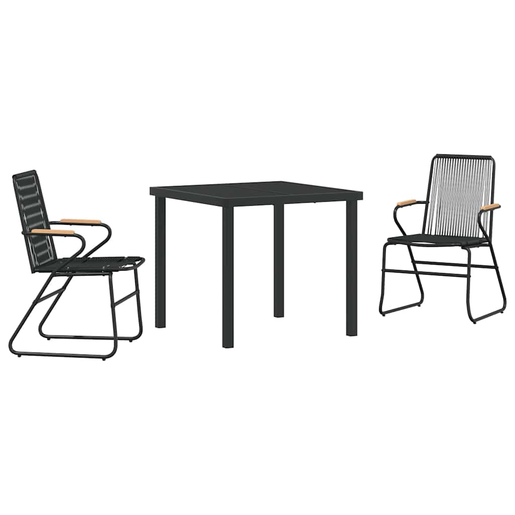 vidaXL Tuin Eettafel Set 3 pcs Zwart Gepoedercoat staal