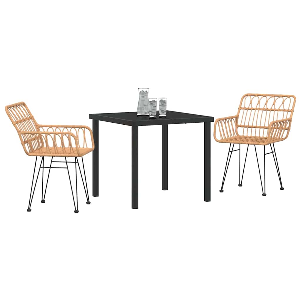 vidaXL Garden Dining Set 3 pcs Brown Powder-Coated Steel