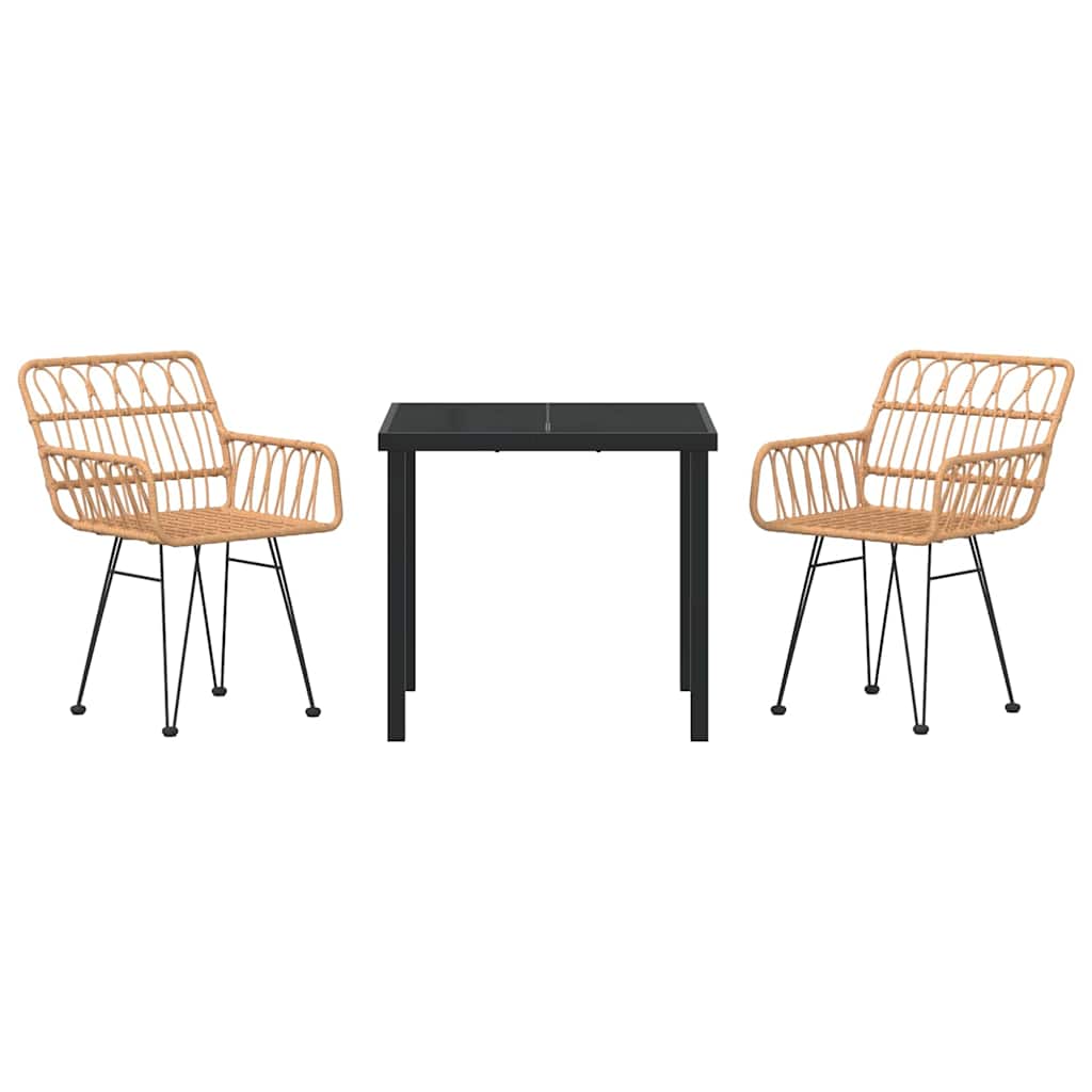 vidaXL Garden Dining Set 3 pcs Brown Powder-Coated Steel