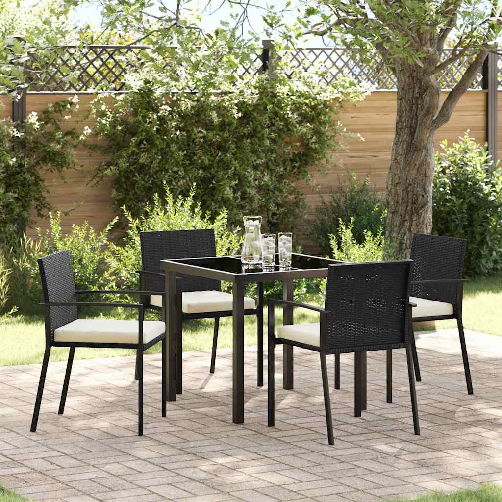 vidaXL Tuin Eettafel Set 3 pcs Zwart Gepoedercoat staal