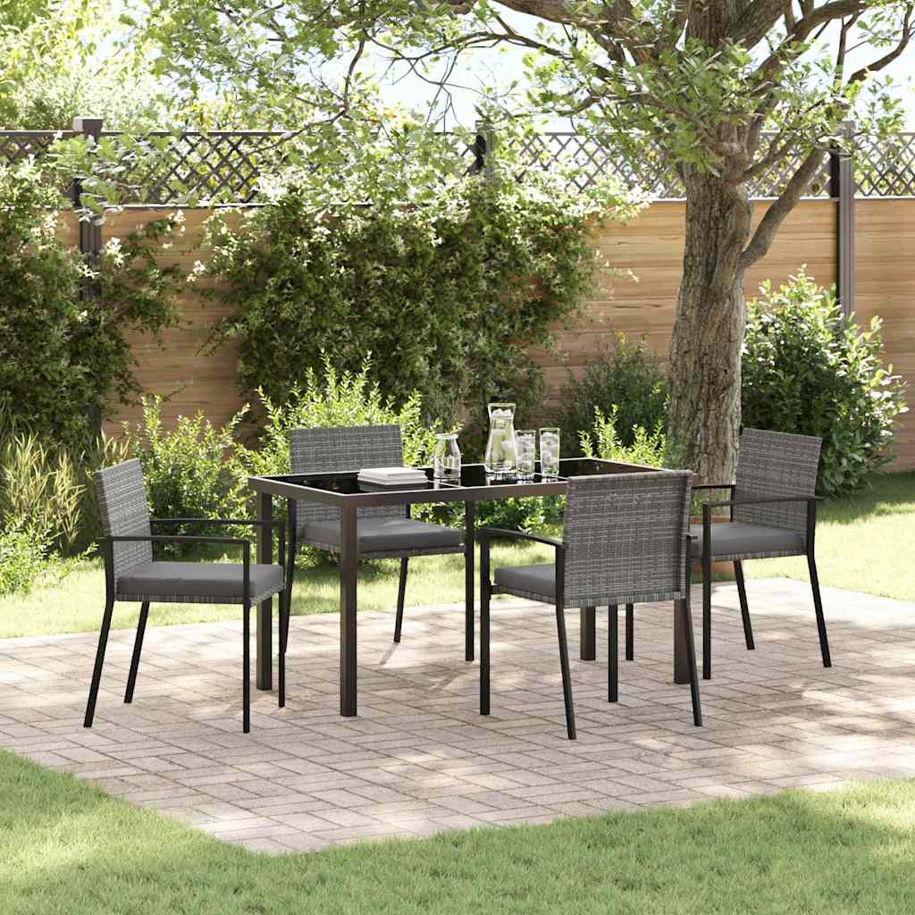 vidaXL Tuin Eettafel Set 3 pcs Zwart Gepoedercoat staal