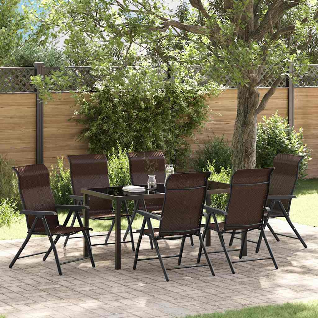 vidaXL Tuin Eettafel Set 3 pcs Bruin Gepoedercoat staal