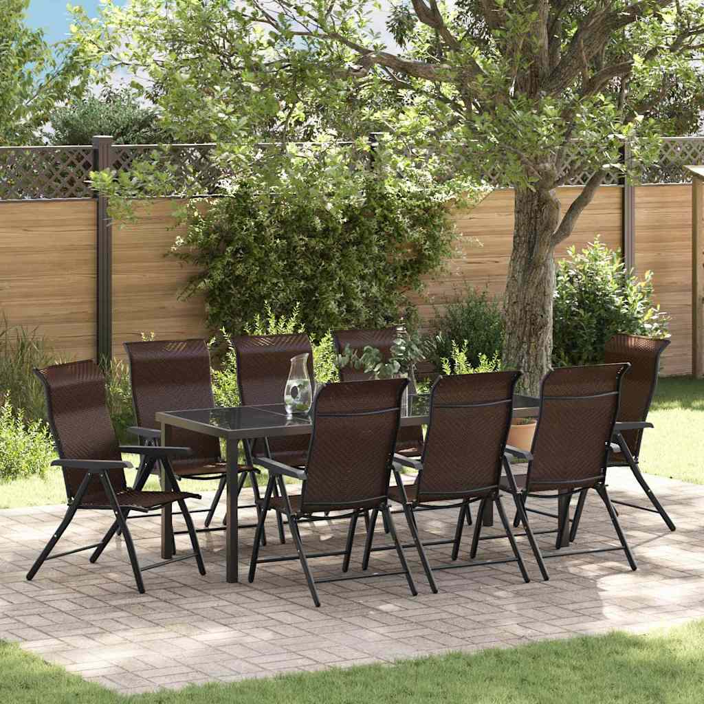 vidaXL Tuin Eettafel Set 3 pcs Bruin Gepoedercoat staal
