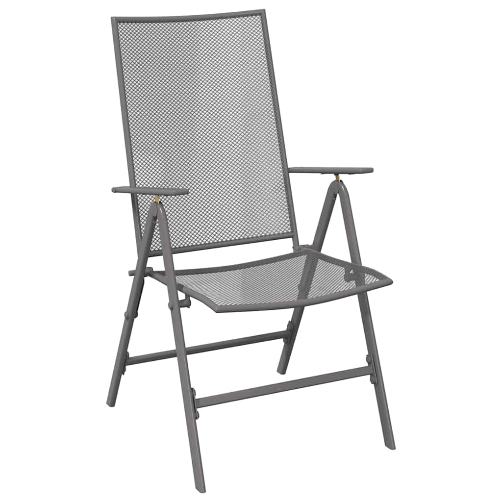 vidaXL Tuin Eettafel Set 3 pcs Antraciet Gepoedercoat staal